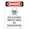 Signmission Safety Sign, OSHA Danger, 5" Height, Rifle Range Impact, Portrait OS-DS-D-35-V-1695 - alternate 1